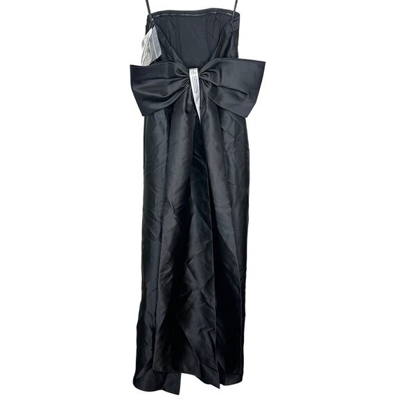 Alfred Sung NWT Black Strapless Draped Bodice Column Dress Oversized Bow 2 - Picture 4 of 9
